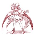  1girl bat_wings female hat monochrome pink remilia_scarlet solo thigh-highs touhou wings yume_keikaku yumeya_honpo 
