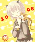  00s 1girl 23 2008 23_(candy_chapus) animal_ears cat cheese jacket mouse_ears new_year solo 