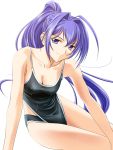  00s 1girl aizawa_kotarou blue_eyes blue_hair breasts cleavage competition_school_swimsuit competition_swimsuit hair_intakes hayase_mitsuki kimi_ga_nozomu_eien long_hair one-piece_swimsuit ponytail solo swimsuit wet 