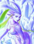  1girl blue_eyes blue_skin breasts crystal final_fantasy final_fantasy_viii ice shiva_(final_fantasy) solo 