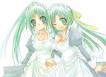  2girls half_updo higurashi_no_naku_koro_ni multiple_girls siblings sisters sonozaki_mion sonozaki_shion suzushiro_kurumi twins waitress 