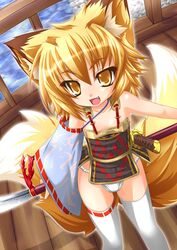  animal_ears fox_ears fundoshi kazami_karasu original thigh-highs 