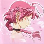  00s ahoge braid cherry_blossoms choker closed_eyes jewelry nakahara_komugi necklace nurse_witch_komugi-chan pink_hair watanabe_akio 