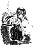  00s 1girl gotou_junji japanese_clothes katana katsura_kotonoha monochrome school_days solo summer_days sword tagme weapon 