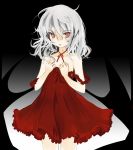  1girl bat_wings dress female red_eyes remilia_scarlet silver_hair solo takaharu touhou wings 