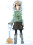  boots coat higurashi_no_naku_koro_ni ryuuguu_rena shovel skirt snow suzushiro_kurumi worktool 