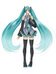  1girl aqua_eyes aqua_hair hatake_michi hatsune_miku legs long_hair skirt solo thigh-highs twintails very_long_hair vocaloid 