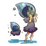  00s 1girl alternate_color alternate_costume asphyxiation barefoot blue_hair castform costume drowning feet hitec moemon nintendo o_o peril personification pokemon pokemon_(game) pokemon_rse short_hair simple_background solo toes trembling water white_background 