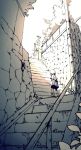  bad_id mizu_asato monochrome railing road stairs street tree 