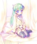  1girl alice_carroll aria bed cat president_maa solo thigh-highs 
