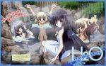  1boy 3girls black_hair blonde_hair h2o_footprints_in_the_sand highres kagura_hinata kohinata_hayami multiple_girls naked_towel nude onsen oonishi_takako otoha towel trap violet_eyes water wet yakumo_hamaji 