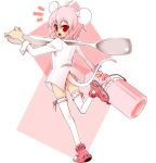  /\/\/\ 1girl ahoge animal_ears buck_teeth bucket dress_shirt gloves heart mouse_ears mouse_tail new_year oversized_object pink pink_hair pink_legwear red_eyes shirt shoes short_hair sneakers solo spoon sugar sugar_cube tail takano_saki thigh-highs 