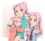  carrying child darry_adai hair_pull kakkii multiple_persona necktie older pink_hair tengen_toppa_gurren_lagann time_paradox younger 