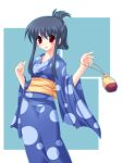  blue_hair highres japanese_clothes kimono red_eyes satomura_izumi yukata 