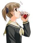  00s 1girl can drink fukuzawa_yumi lowres maria-sama_ga_miteru school_uniform serafuku simple_background solo umekichi 