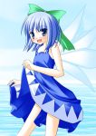  1girl cirno dress female gradient gradient_background ocean outdoors shoot_the_bullet sky solo sundress touhou 