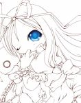  1girl blue_eyes fuyushiki_mirai lineart one_eye_closed solo wink 