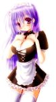  breasts huge_breasts large_breasts long_hair maid purple_hair red_eyes 