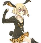  animal_ears blonde_hair lowres miniskirt rabbit_ears red_eyes rokka rukka skirt tail 