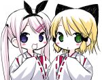  2girls japanese_clothes kiira lowres miko multiple_girls original 