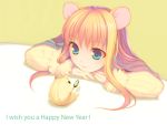  animal_ears blue_eyes cruccu long_hair mouse_ears new_year orange_hair 