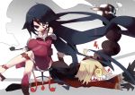 1boy 1girl adiane black_hair eyepatch femdom inuhito kiseru long_hair pipe scorpion_tail smoking tail tengen_toppa_gurren_lagann viral