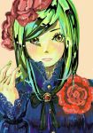  1girl dress face flower green_hair hands original solo yubari 