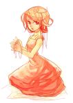  1girl bad_id dress kalan monochrome orange_(color) orange_eyes orange_hair red_eyes redhead solo 