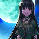  azu black_hair full_moon long_hair moon red_eyes 