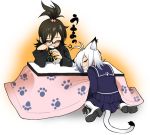  ahoge alcohol animal_ears beer boots cat_ears cat_tail kotatsu school_uniform serafuku sleeping table tail takano_saki 
