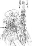  archerko denim dual_wielding fate/stay_night fate_(series) himura_kiseki jeans long_hair monochrome pants sword unknown_weapon weapon 