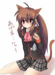  1girl animal_ears bow kemonomimi_mode little_busters!! masayu natsume_rin pink_bow solo tail 