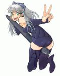  1girl bad_id face green_eyes oomori_harusame original personification solo tablet thigh-highs wacom white_hair 