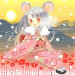  00s 2008 animal_ears flower inase japanese_clothes lowres mouse_ears new_year 