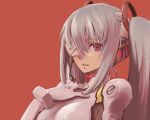 1girl ayanami_rei ayanami_rei_(cosplay) chan_co cosplay eyepatch hatsune_miku neon_genesis_evangelion parody plugsuit plugsuit_(cosplay) red_eyes simple_background solo twintails vocaloid 