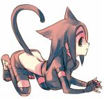  1girl animal_ears bad_id breasts cat_ears cat_tail ichi large_breasts lowres pocchin solo tail thigh-highs turtleneck 