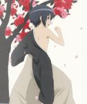  1girl androgynous black_eyes black_hair cherry_blossoms flat_chest highres japanese_clothes kimono minami-ke minami_touma petals reverse_trap screencap short_hair solo stitched tomboy 