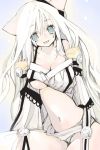  1girl animal_ears breasts cat_ears large_breasts long_hair original saibashi solo white 