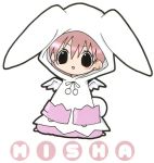  1girl animal_costume animal_ears bunny_costume chibi looking_at_viewer misha misha_(pita_ten) pajamas pita_ten rabbit_ears simple_background solo white_background wings 