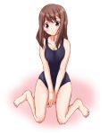  1girl barefoot feet hoshino_yuumi kimi_kiss kneeling kojima_tsuma one-piece_swimsuit solo swimsuit 