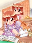  2girls book cat kotatsu kotetsu multiple_girls original siblings sisters sweater table zan 