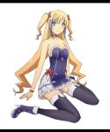  1girl blonde_hair blue_eyes boots breasts dragonaut fujii_toshiaki high_heels jacqueline_baumgold letterboxed long_hair multicolored_hair ribbon shoes small_breasts solo thigh-highs twintails two-tone_hair zettai_ryouiki 