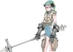  armor fakepucco glasses green_hair hammer horns 