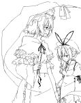  2girls dress female hat monochrome multiple_girls oekaki saigyouji_yuyuko sakuraba_yuuki touhou white_background yakumo_yukari 