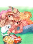  2girls cat multiple_girls original pillow siblings sisters sweater zan 