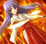  1girl blue_hair fire furude_ouka furude_rika game_cg higurashi_no_naku_koro_ni japanese_clothes long_hair lowres rato ribbon solo weapon 