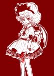  1girl bat_wings female flower hatomugi_munmun monochrome red red_rose remilia_scarlet rose solo spot_color syoujyo-zukin touhou wings 