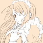  1girl asahina_mikuru maid monochrome nana_g orange_(color) sketch solo suzumiya_haruhi_no_yuuutsu waitress 
