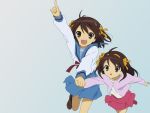  highres pointing suzumiya_haruhi suzumiya_haruhi_(young) suzumiya_haruhi_no_yuuutsu time_paradox wallpaper younger 