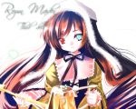  00s 1girl brown_hair closed_mouth dress green_dress green_eyes head_tilt heterochromia layered_dress long_hair long_sleeves looking_at_viewer red_eyes rozen_maiden sho_(runatic_moon) simple_background smile solo suiseiseki upper_body very_long_hair white_background 